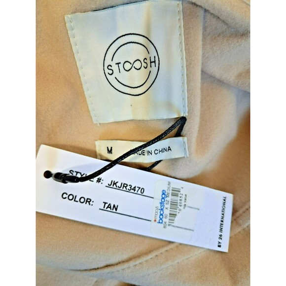 Stoosh Faux Leather Sand Tan Shacket Shirt Jacket M Fleece Lined - Picture 10 of 14